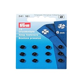 Prym Schaltflächen, Metal, Schwarz, 6 mm Größe