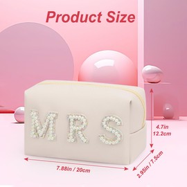 JOINDO Letter Makeup Bag,MRS Diamond Rhinestone Patch Cosmetic Bag,Travel Toiletry Zipper Purse Bag,Bridal Shower Gifts