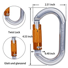 Climbing Carabiners, Auto Locking Carabiner Clips Heavy Duty for Rock Climbing, Camping, Dog Leash, Hammock, Swing, Water Bottle (22KN-2Pack)