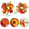 2 Pieces Thanksgiving Candle Rings Wreaths,Artificial Flower Maple Leaf Pumpkin
