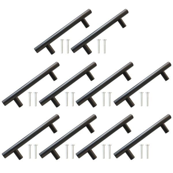 Wqafe 10 Pack T Bar Kitchen Cupboard Handles Black Cupboard
