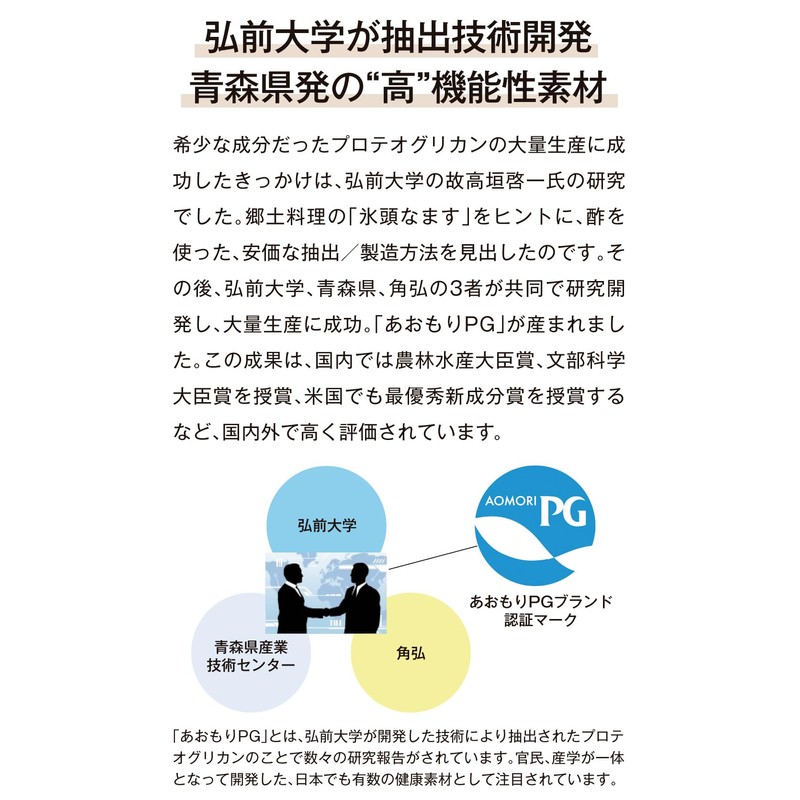 【Wの機能性表示】長崎新聞 かしこく健康習慣 あおもりプロテオグリカン 30粒30日分 機能性関与成分10mg あおもりPG推進協議会認証商品 膝の動き 肌の健康