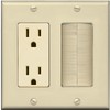 RiteAV - 2 Gang 15A Outlet Mesh-Brush Decorative Wall Plate - Ivory