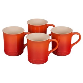 Le Creuset Stoneware Set of 4 Mugs, 14 oz. each, Flame