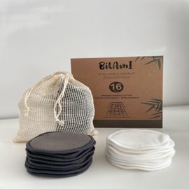 16 Stück Wattepads zum Abschminken, waschbar, Abschminkpads aus Bambusfaser, wiederverwendbar, Abschminkpads für alle Hauttypen, Grau und Weiß
