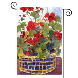 DMERBYL Geranium Basket 12.5 X 18" Decorative Garden Flag