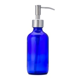 Jarmazing Products Petite Blue Glass Soap and Lotion Dispenser with Stainless Steel Pump - 8 oz