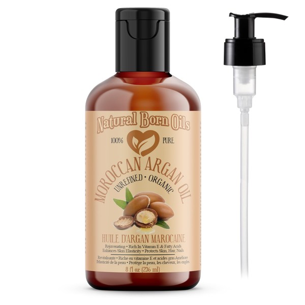 Moroccan Argan Oil, 236ml, Organic, Cold-Pressed, Nourishing Omega Fats, Skin