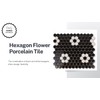 Hexagon Neutro Flower Black White Hex 1x1 Porcelain Floor Wall