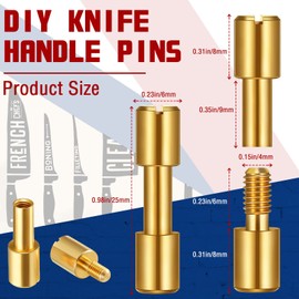 Charniol 20 Sets Brass Bracket Bolt Fasteners and Stainless Steel Bracket Bolt Fasteners Tactical Lock Rivets Knife Making Supplies Handle Pins Knife Screws for Handles, Head Diameter 6 mm