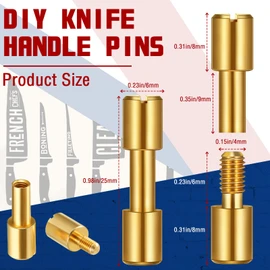 Charniol 20 Sets Brass Bracket Bolt Fasteners and Stainless Steel Bracket Bolt Fasteners Tactical Lock Rivets Knife Making Supplies Handle Pins Knife Screws for Handles, Head Diameter 6 mm