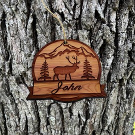 Customized Elk with your name - Cedar Ornament