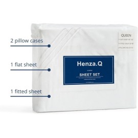 Henza.Q White Queen Sheets Set - 4 PC Hotel Luxury Bedding Extra Soft Premium Microfiber
