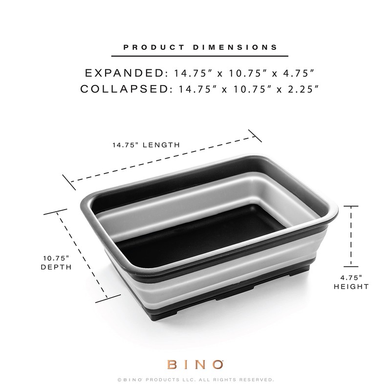 BINO Collapsible Wash Basin - Grey | Portable Dish Tub