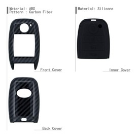 TANGSEN Key Fob Case for KIA Optima Rio Sorento SPORTAGE 4 Button Keyless Entry Remote Black Carbon Fiber Pattern ABS Black Silicone Cover