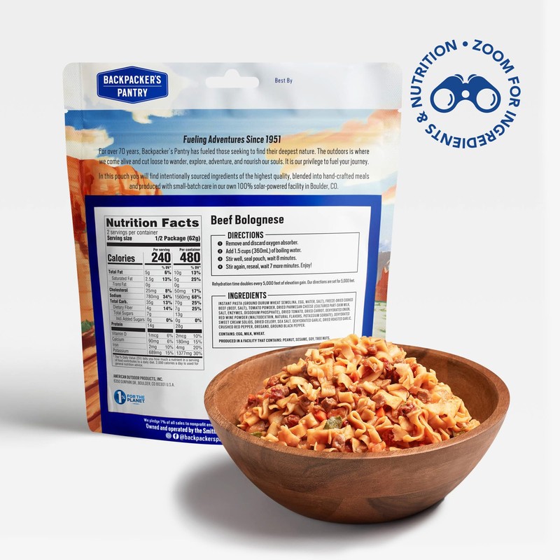 Backpacker's Pantry Beef Bolognese | Freeze Dried Backpacking & Camping