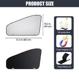 XCBYT Sun Protection Car Curtain, Magnetic Privacy Screen Car Window Darkening, Sun Protection Side Window, Pack of 2
