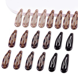 Cptots 20 PCS Metal Snap Hair Clips Water Drop No Slip Barrettes for Women Bright Small Hair Clips For Thick And Thin Fine Hair,Black Tortoiseshell,1.97 x 0.5 In.