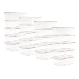 Set 20 Cajas Organizadoras De Plástico 6lts Transparente Pack De 20 Cajas De 6 Lts