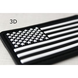 2 Pieces 2x3.5" Soft 3D PVC Rubber US USA American Flag Patch (White)