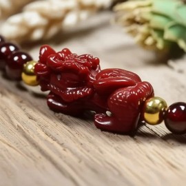 Unbranded Natural Garnet Stone Bracelet 4mm Round Bead Pixiu Wealth Healing Bracelet Gift