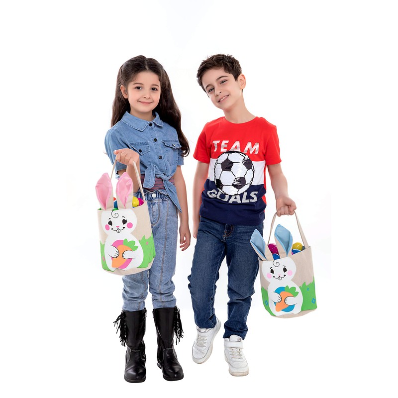 JOYIN 2 Pcs Easter Bags Easter Bunny Basket Set for