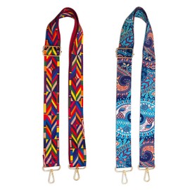 AGEN KGEN Purse Strap Adjustable Replacement Shoulder Crossbody Gold Bag Straps for Crossbody Canvas Bag Handbag, 2x Red Blue Straps, One Size