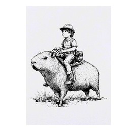 Azeeda 'Junge reitet auf einem Wasserschwein' Temporäres Tattoo - Hautfreundlicher & Ungiftiger Abziehbild · Wasserfest (TO00076741)