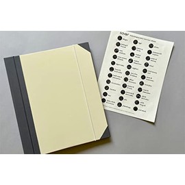Savor Family Emergency or Babysitter Binder | Slate - Custom-Dyed Book Cloth, Acid-Free Paper, fits documents in a Range of Sizes, Includes Over 33 Hand-Illustrated Labels to Organizer Key documents