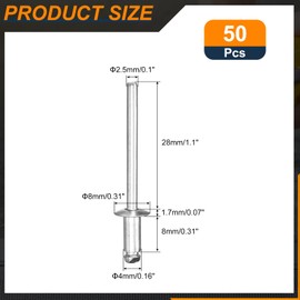 sourcing map 50Pcs 5/32"x5/16" Aluminum Dome-Head Blind Rivets, Open-End Type Blind Rivets for DIY, Sheet Metal, Automotive Repairs, Furniture, Boat, and Duct Work (Silver)
