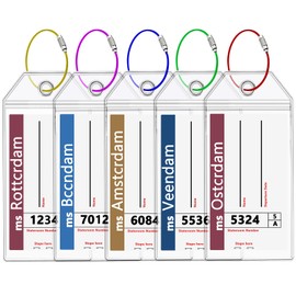 Holland America Luggage Tag Holders, Clear Cruise Luggage Tag Holder Zip Seal with Steel Loops，Fits Printed (Not Mailed), Holland America Cruise Ships & Tags for Cruises in, 2024 & 2025（5 Pack）