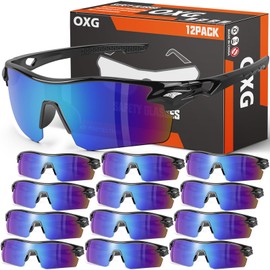 OXG 12 Pack Safety Glasses for Men Women, ANSI Z87.1 Safety Goggles Impact Resistant Protective Eyewear for Work, Outdoor (black+green)