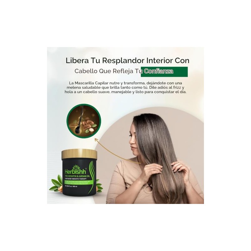 Mascarilla para Cabello Herbishh con Aceite de Argán y Queratina,
