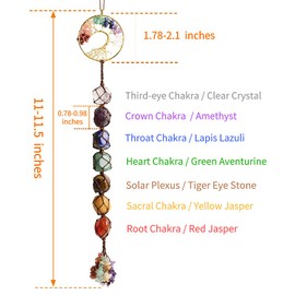 Anjiucc 7 Chakra Stone Healing Crystal Tree of Life Wall Hanging Home Interior Decoration，Window Decoration，Yoga Meditation