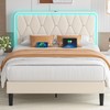 VECELO Upholstered Queen Bed Frame with Headboard Adjustable, Velvet Platform