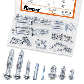 Rustark 40pcs M4 M5 M6 Hollow Drywall Anchors and Screws Assortment Kit Including Zinc Drywall Anchor Jack Nuts Petal Nuts Cement Bolt Expansion Tube Self Tapping Screw for Wall Hanging Cardboard