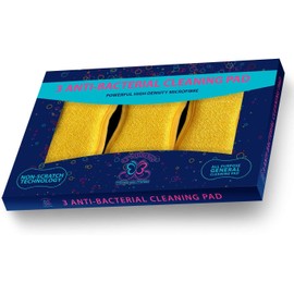 Pack of 3 Anti-Bacterial Non-Scratch Reusable Washing Up Sponges - Eco-Friendly, Large Long-Lasting, Dual-Sided Kitchen and Bathroom Cleaning Cloth Pads, 17x9cm