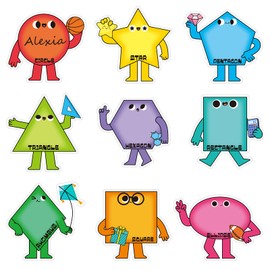 Henoyso 108 Pcs Geometry Name Tags Labels Geometry Classroom Decorations Adhesive Desk Name Plate Back to School Party Favor