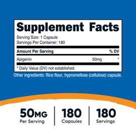 Nutricost Nutricost Apigenin 50mg, 180 Capsules - Non-GMO, Gluten Free, Vegan