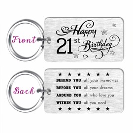 EE&YU 21st Birthday Keyring Gifts for Her Him - Happy 21 Years Old Birthday Gifts Decorations for Men Women Cousin, 21st Bday Keepsake