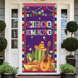 Purple Cinco De Mayo Door Cover Cinco De Mayo Photo Backdrop Mexican Fiesta Party Deocrations and Supplies for Home Classroom Office