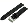 Soft Genuine Leather Watch Strap Band 20mm, Black, Chrome (Silver