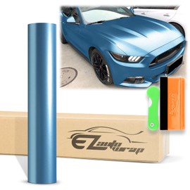 12"x60" (1FTx5FT) Lake Blue Matte Metallic Satin Pearl Vinyl Wrap Sticker Sheet Film Car Auto Vehicle DIY Decal Bubble Free Air Release Self Adhesive Peel and Stick Free Tool Kit