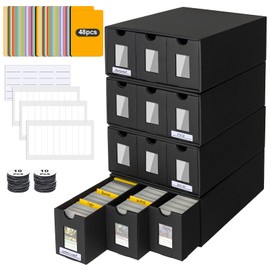 12000+ Trading Card Storage Box for Commander Display, Card Deck Box Cardboard with 48 Dividers, Labels & Tapes, Trading Card Collection Box Fit for TCG, PTCG, MTG and Sport Cards