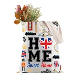 JXGZSO Funny London Tote Bag Home Sweet Home British Tote Bag London Souvenir Tote Bag London Lover Gift British Gift (sweet home British T CA)
