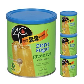 4C Zero Sugar Powdered Drink Mix Cannisters, Green Tea 3 Pack, 22 Quarts, Family Sized Cannister, Low Calorie, Thirst Quenching Flavors