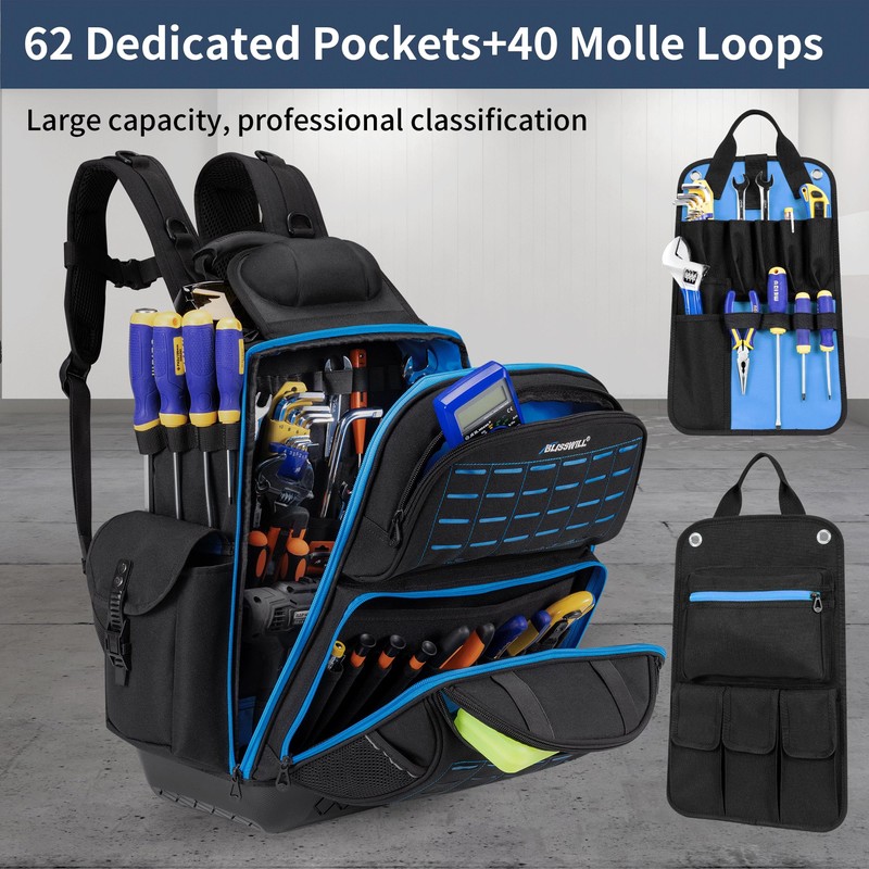 BLISSWILL Tool Bag Backpack for men,Heavy Duty Tool Backpack Bag