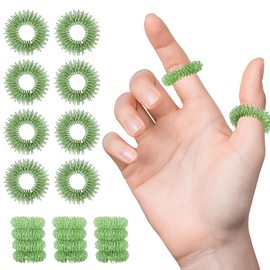 Kigniote Pack of 20 Acupressure Ring Set, Massage Rings for Fingers, Acupressure Ring, Massage Ring for Stress Relief, Relaxation and Promote Blood Circulation, Finger Massage or Toe Massage (Grass