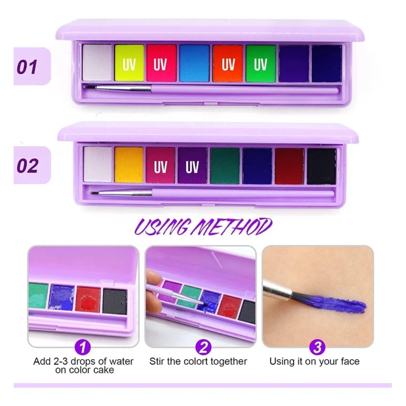 Pintura Corporal Soluble En Agua, Paleta De Delineador