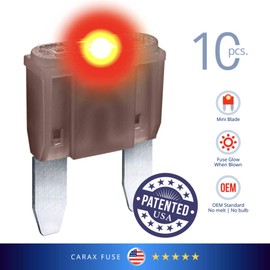 CARAX Glow Fuse – Premium Fuse Mini Blade – 7.5A Kit 10 pcs – Glow When Blown LED Automotive Fuse – Smart Auto Glow Fuse Easy Identification – 10 pcs.